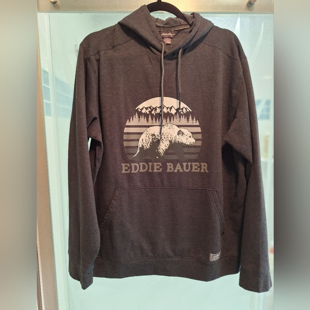 Eddie Bauer Men's Charcoal Bear Graphic Hoodie